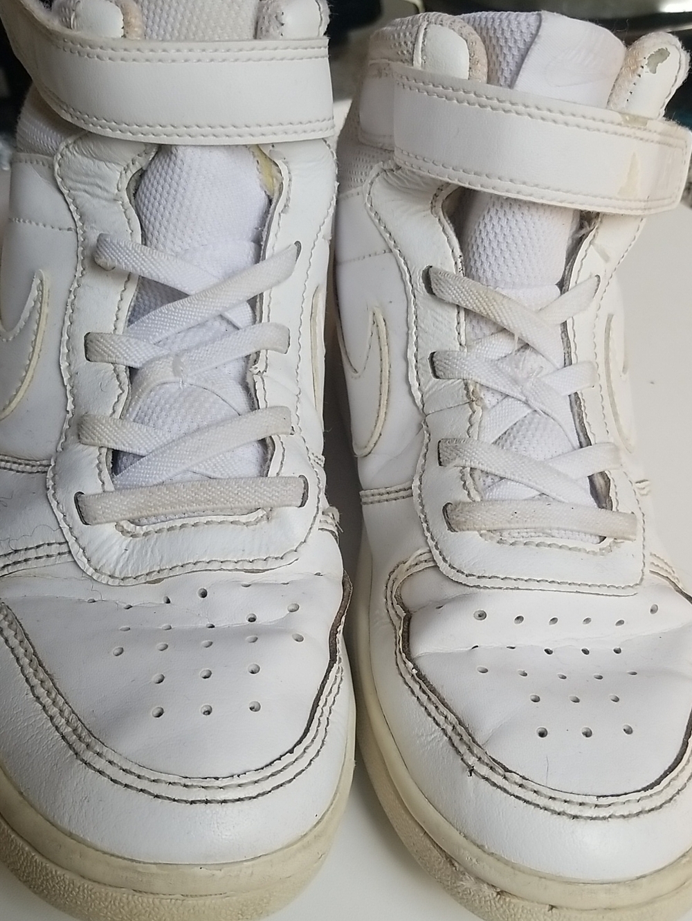Nike Kids White High-Top Sneakers with Hook-and-Loop Strap
